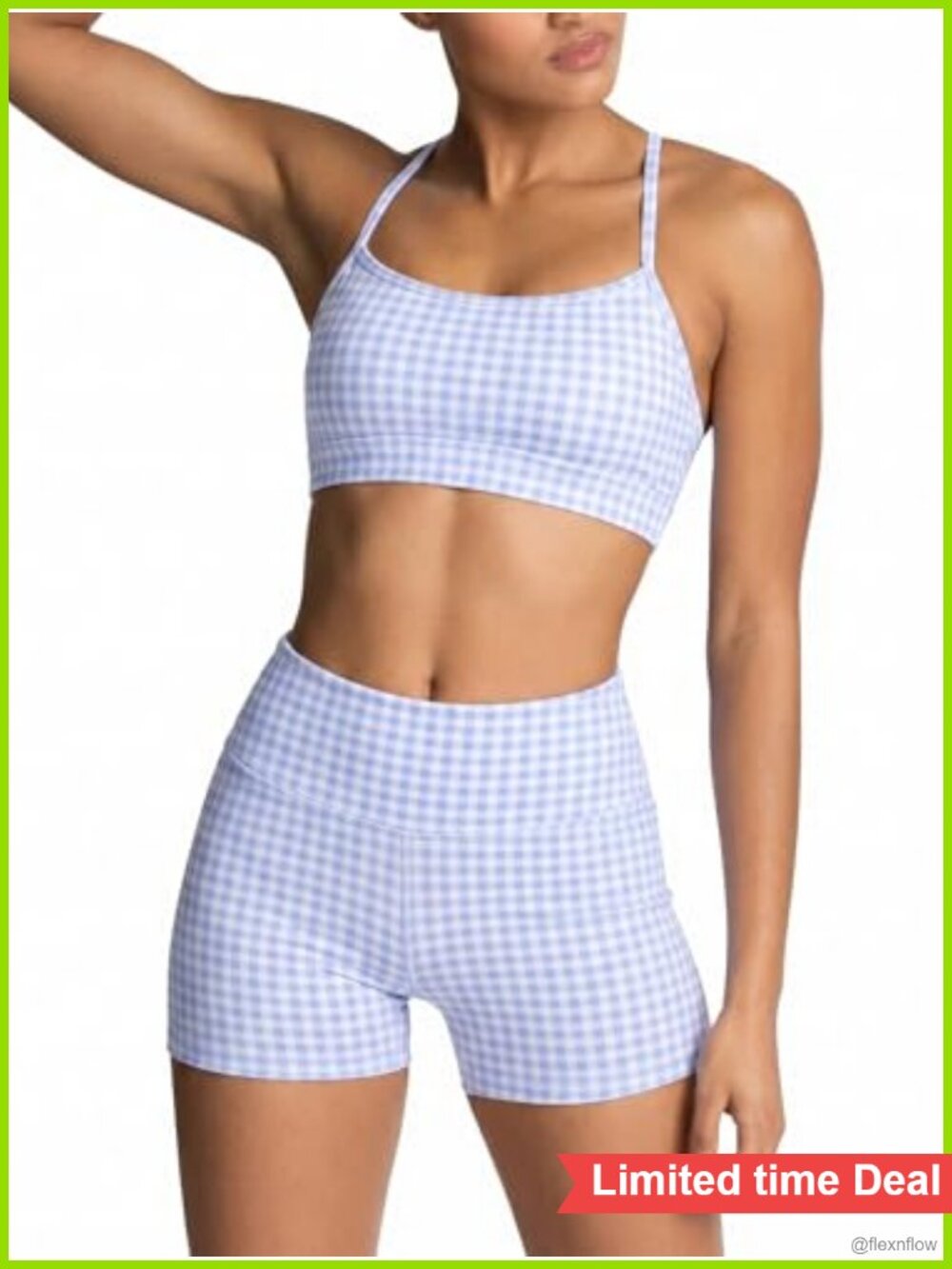 2 Piece Workout Set Nylon Elastane Sports Bra Biker Shorts Gym Yoga